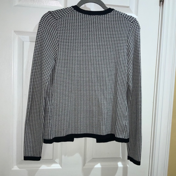 Ann Taylor Houndstooth button front Cardigan Sweater sz XS rickrack trim - Picture 6 of 8